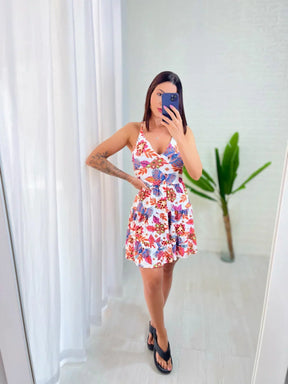 Vestido Estampa Tropical Babados